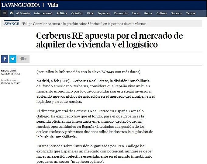 Cerberus RE apuesta por el mercado de alquiler de vivienda y el logstico